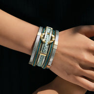 Bracelet manchette, anneau central raffiné, pour femme, modèle Léra - La Boutique du Bracelet