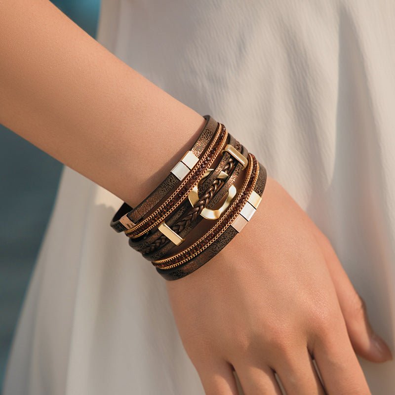 Bracelet manchette, anneau central raffiné, pour femme, modèle Léra - La Boutique du Bracelet