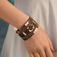 Bracelet manchette, anneau central raffiné, pour femme, modèle Léra - La Boutique du Bracelet