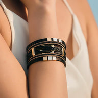 Bracelet manchette, anneau central raffiné, pour femme, modèle Léra - La Boutique du Bracelet