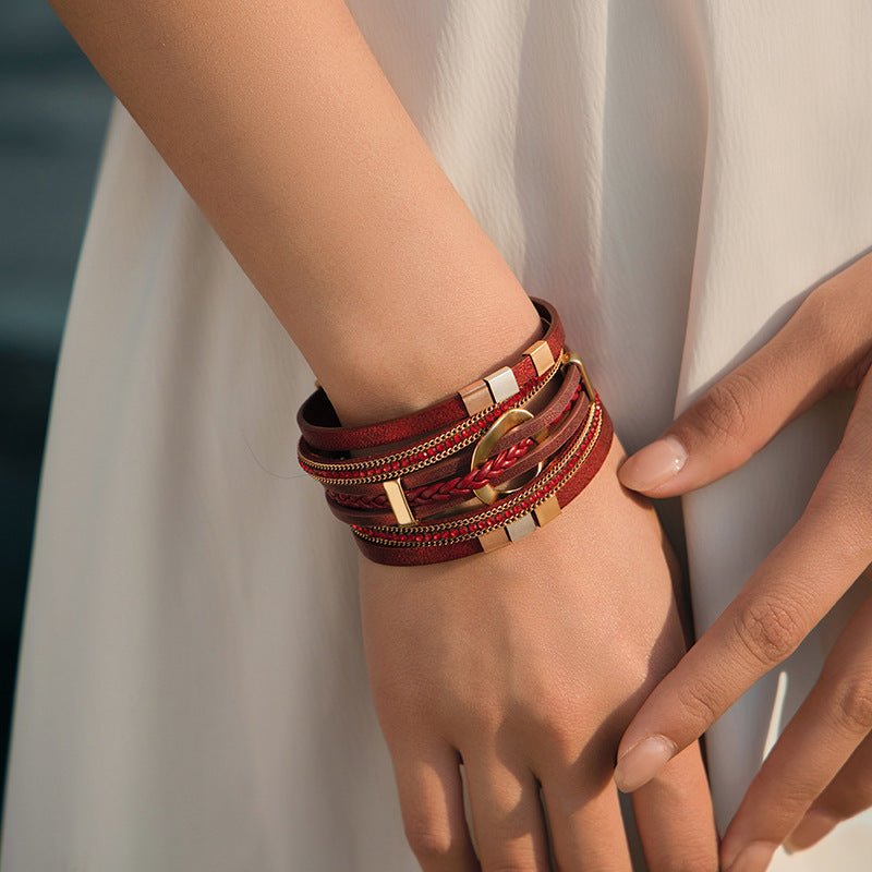 Bracelet manchette, anneau central raffiné, pour femme, modèle Léra - La Boutique du Bracelet