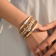 Bracelet manchette, anneau central raffiné, pour femme, modèle Léra - La Boutique du Bracelet