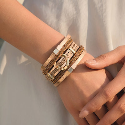 Bracelet manchette, anneau central raffiné, pour femme, modèle Léra - La Boutique du Bracelet