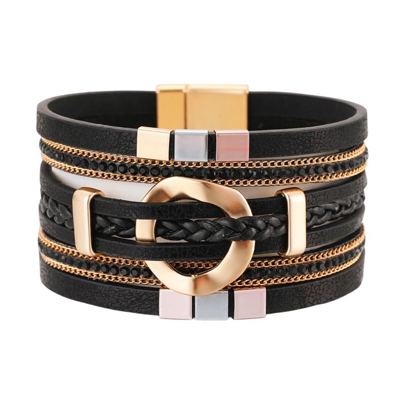 Bracelet manchette, anneau central raffiné, pour femme, modèle Léra - La Boutique du Bracelet