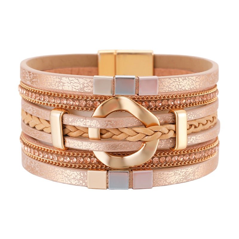 Bracelet manchette, anneau central raffiné, pour femme, modèle Léra - La Boutique du Bracelet