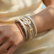 Bracelet manchette, anneau central raffiné, pour femme, modèle Léra - La Boutique du Bracelet