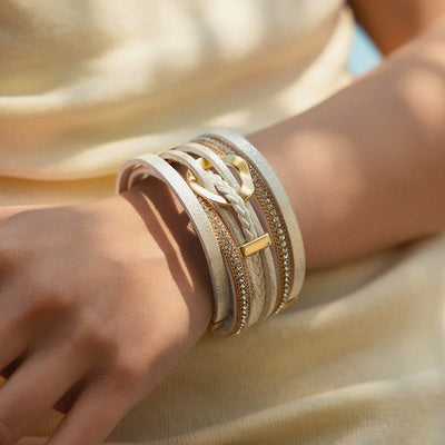 Bracelet manchette, anneau central raffiné, pour femme, modèle Léra - La Boutique du Bracelet