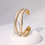 Bracelet manchette doré, à émaille colorée, en acier inoxydable, modèle Ylena - La Boutique du Bracelet