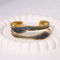 Bracelet manchette doré, à émaille colorée, en acier inoxydable, modèle Ylena - La Boutique du Bracelet