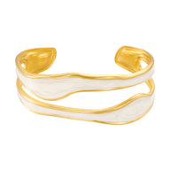 Bracelet manchette doré, à émaille colorée, en acier inoxydable, modèle Ylena - La Boutique du Bracelet