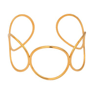 Bracelet manchette doré, ajouré au design géométrique, en acier inoxydable, modèle Azelys - La Boutique du Bracelet