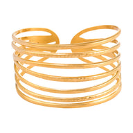 Bracelet manchette doré, design contemporain, en acier inoxydable, modèle Mouna - La Boutique du Bracelet