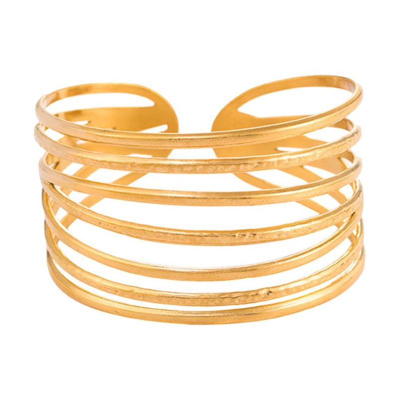 Bracelet manchette doré, design contemporain, en acier inoxydable, modèle Mouna - La Boutique du Bracelet