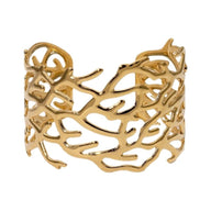 Bracelet manchette doré, design corail organique, en acier inoxydable, modèle Evania - La Boutique du Bracelet