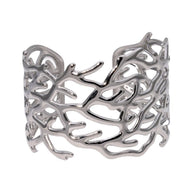 Bracelet manchette doré, design corail organique, en acier inoxydable, modèle Evania - La Boutique du Bracelet