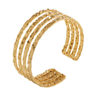 Bracelet manchette doré, effet martelé texturé, en acier inoxydable, modèle Oris - La Boutique du Bracelet