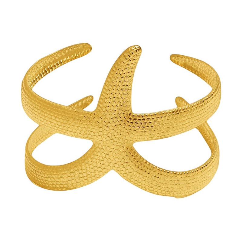Bracelet manchette doré, étoile de mer, en acier inoxydable, modèle Soryla - La Boutique du Bracelet