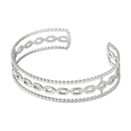 Bracelet manchette doré, maille marine, triple rang, en acier inoxydable, modèle Cynera - La Boutique du Bracelet