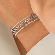 Bracelet manchette doré, maille marine, triple rang, en acier inoxydable, modèle Cynera - La Boutique du Bracelet