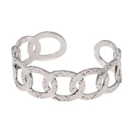 Bracelet manchette doré, ovales entrelacés, en acier inoxydable, modèle Astraïa - La Boutique du Bracelet