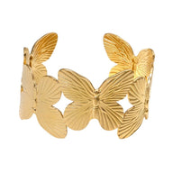Bracelet manchette doré, papillon design élégant, en acier inoxydable, modèle Velya - La Boutique du Bracelet