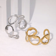 Bracelet manchette doré, style épuré, ovales irréguliers, en acier inoxydable, modèle Xalina - La Boutique du Bracelet