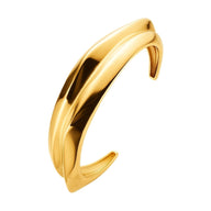 Bracelet manchette doré en acier inoxydable avec design fluide et courbes élégantes, style Y2K.