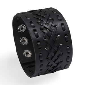 Bracelet manchette en cuir, tissé, pour homme, modèle North - La Boutique du Bracelet