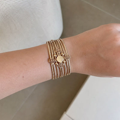 Bracelet manchette multi-rangs, cordons textures brillants, motif arbre de vie, pour femme, modele Tezie
