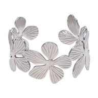 Bracelet manchette style ensoleillé, fleurs et pétales, en acier inoxydable, modèle Bina - La Boutique du Bracelet