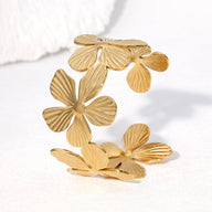 Bracelet manchette style ensoleillé, fleurs et pétales, en acier inoxydable, modèle Bina - La Boutique du Bracelet