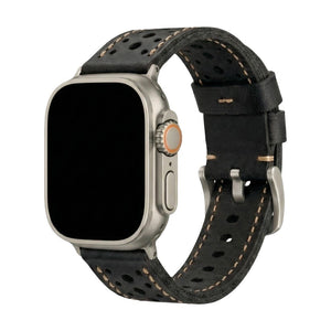 Perforated Leather Watch Strap, Sturdy Vintage-Style Bracelet, Stainless Steel Buckle, Everyday Comfort and Secure Fit, Guénolé Model