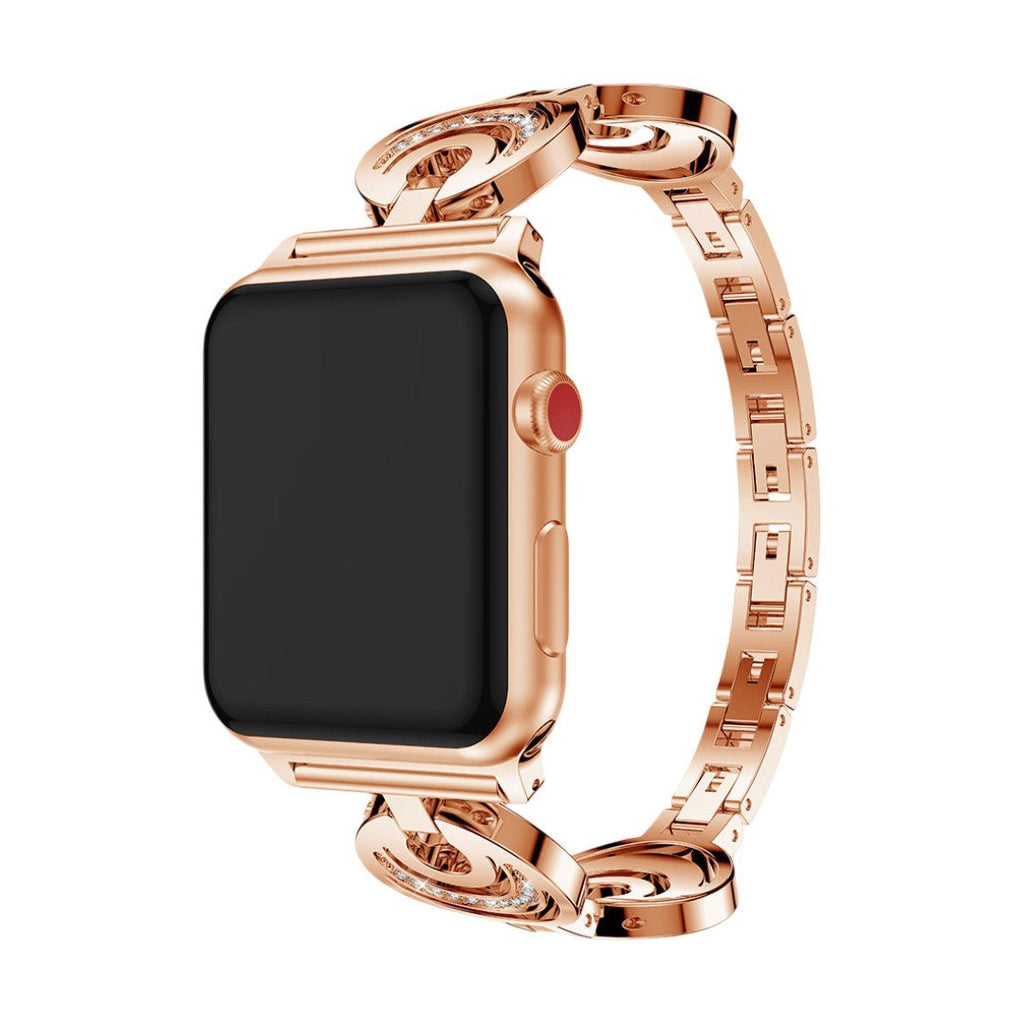 Bracelet montre métal Apple Watch maille fantaisie lune étoilée avec zircon, bracelet bijou élégant pour smartwatch, modèle Gipsy