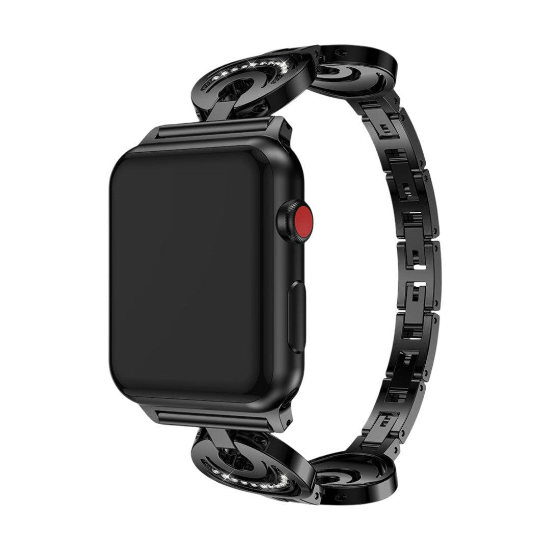 Apple Watch bracelet, circular links with moon motif set with zircons, Gipsy model