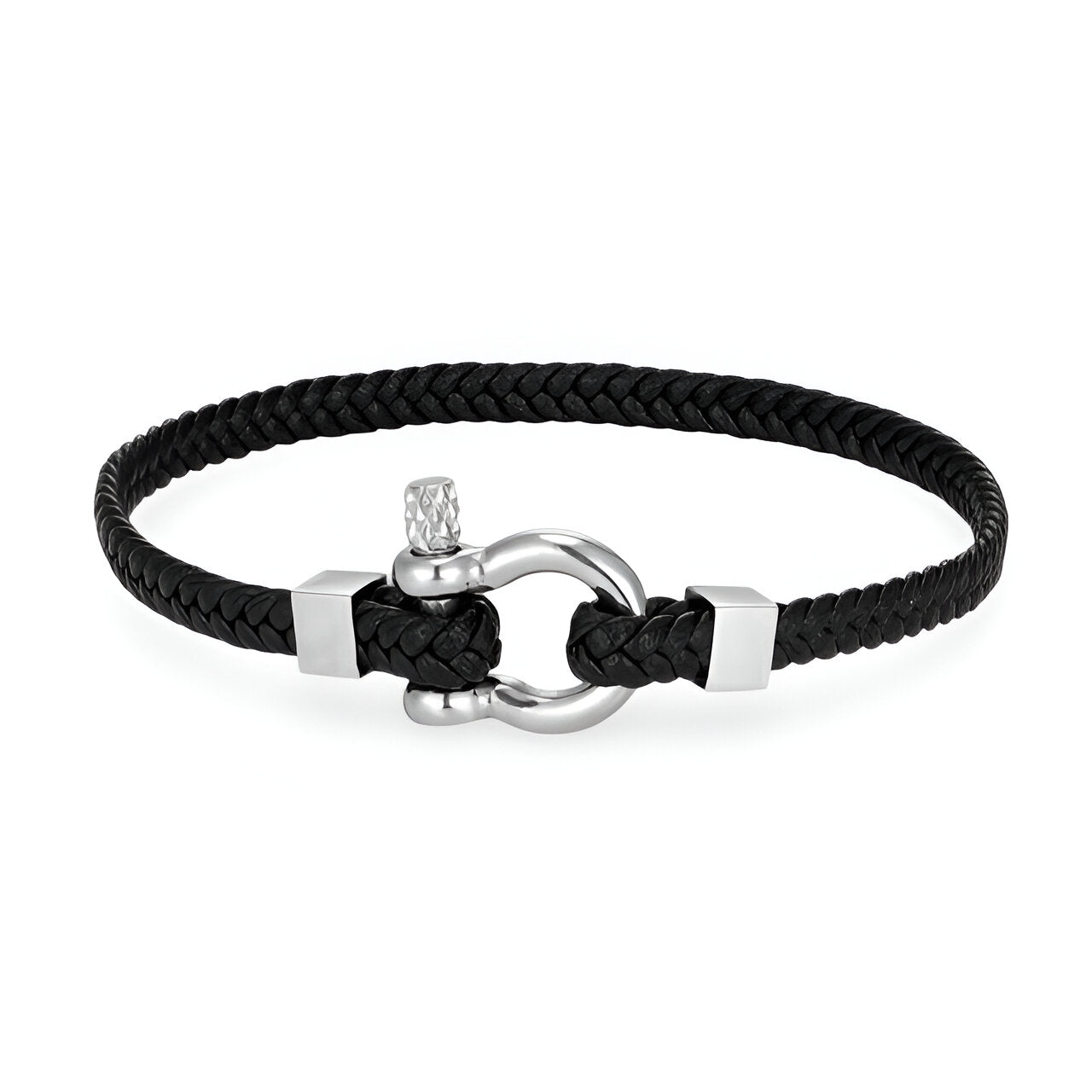 Bracelet mousqueton, en cuir et acier inoxydable, pour homme, modèle Eryan - La Boutique du Bracelet