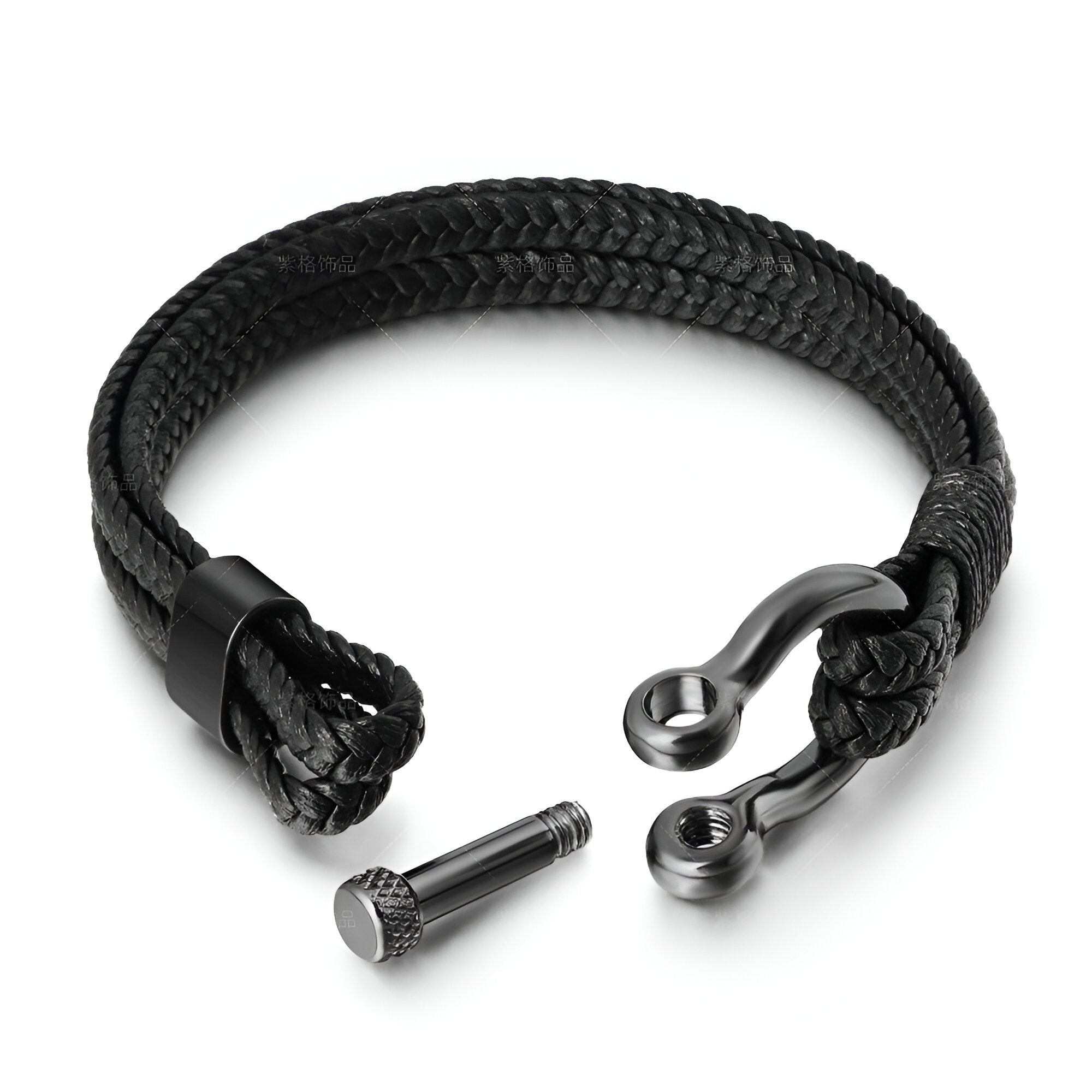 Bracelet mousqueton, en cuir et acier inoxydable, pour homme, modèle Jerry - La Boutique du Bracelet