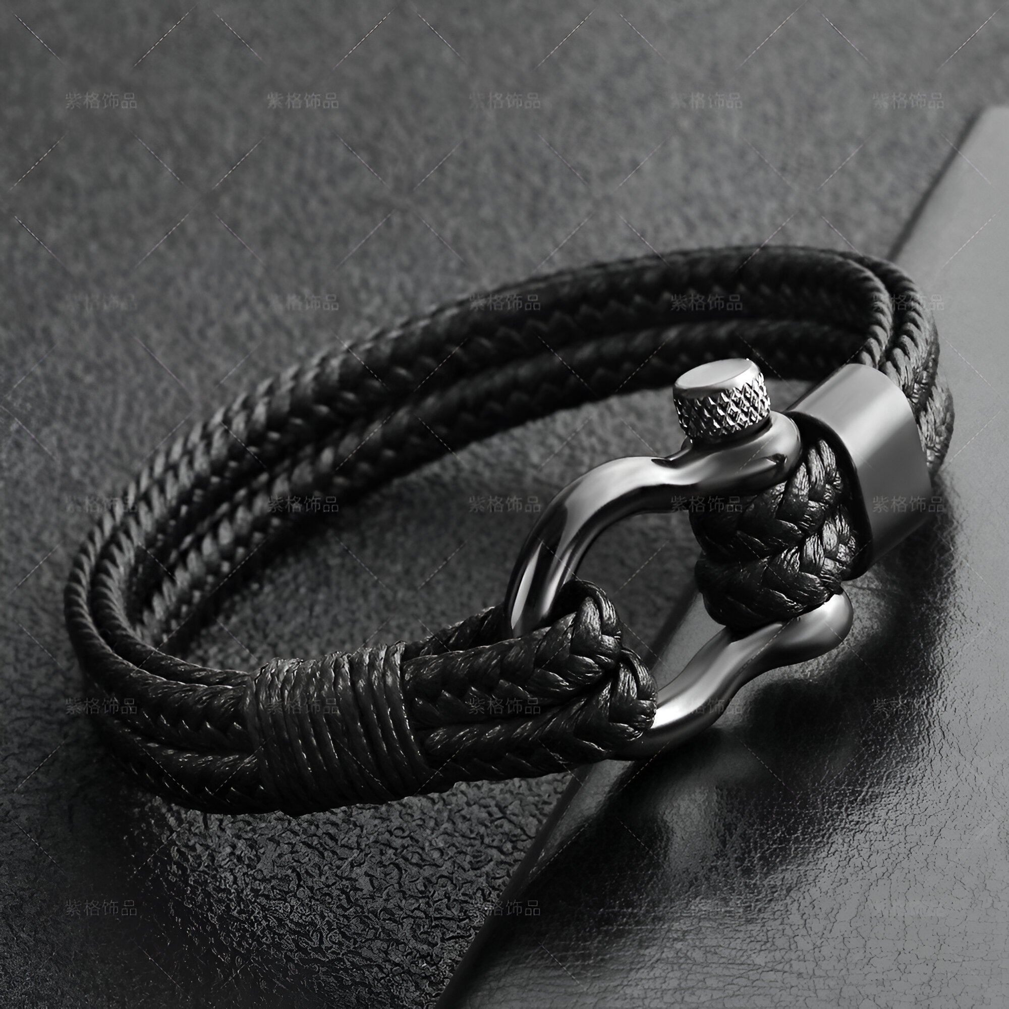 Bracelet mousqueton, en cuir et acier inoxydable, pour homme, modèle Jerry - La Boutique du Bracelet