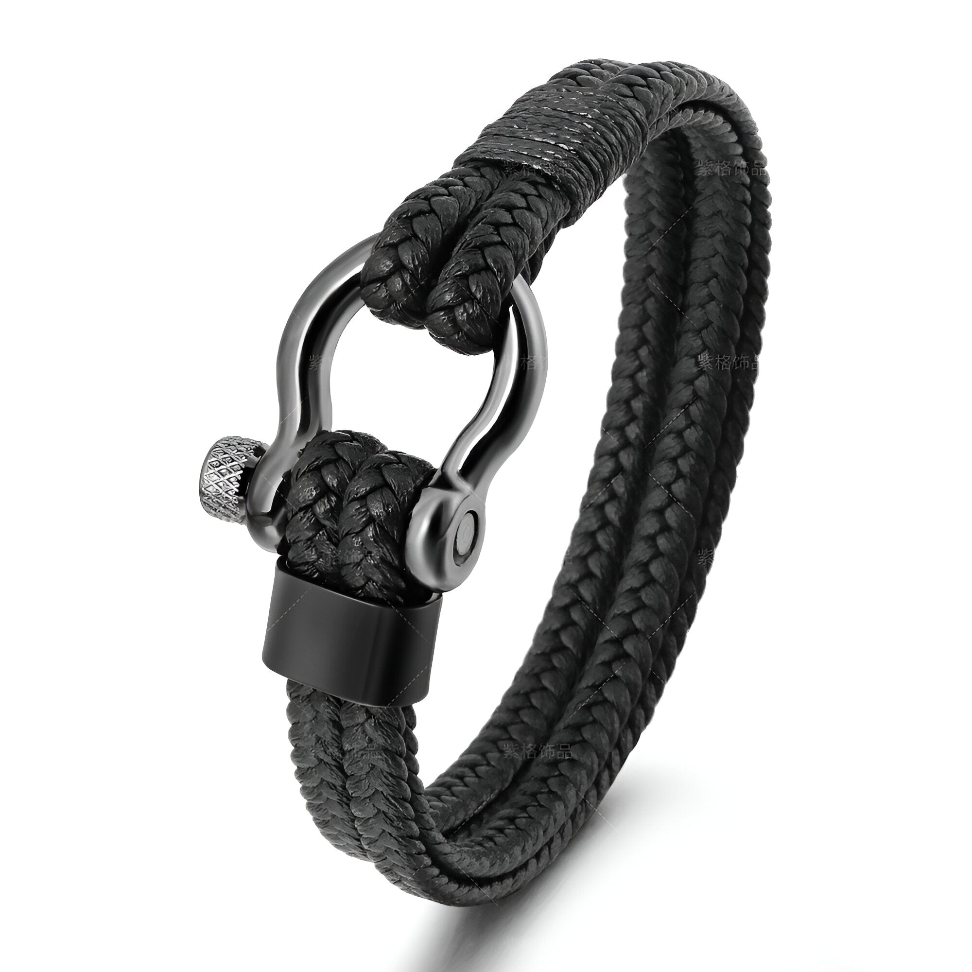 Bracelet mousqueton, en cuir et acier inoxydable, pour homme, modèle Jerry - La Boutique du Bracelet