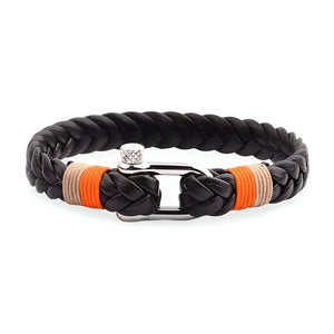 Bracelet mousqueton, en cuir et acier inoxydable, pour homme, modèle Joaquin - La Boutique du Bracelet