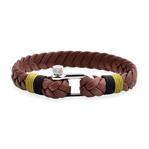 Bracelet mousqueton, en cuir et acier inoxydable, pour homme, modèle Joaquin - La Boutique du Bracelet
