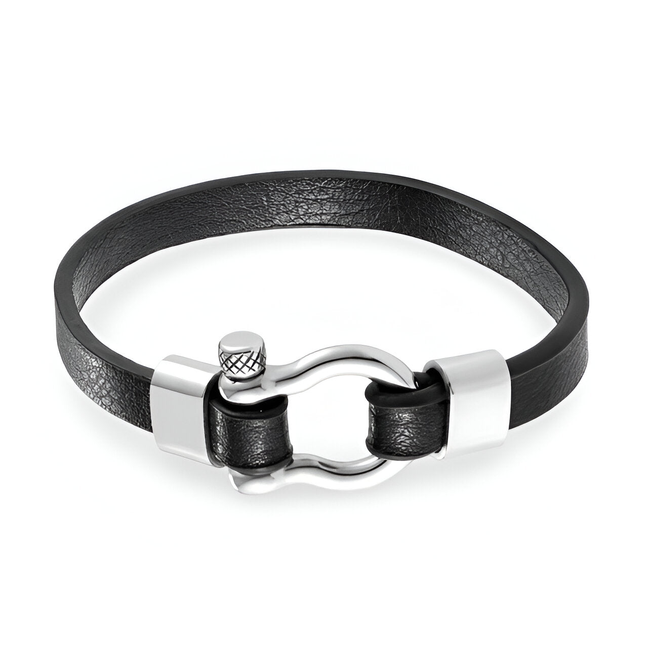 Bracelet mousqueton, en cuir et acier inoxydable, pour homme, modèle Welon - La Boutique du Bracelet