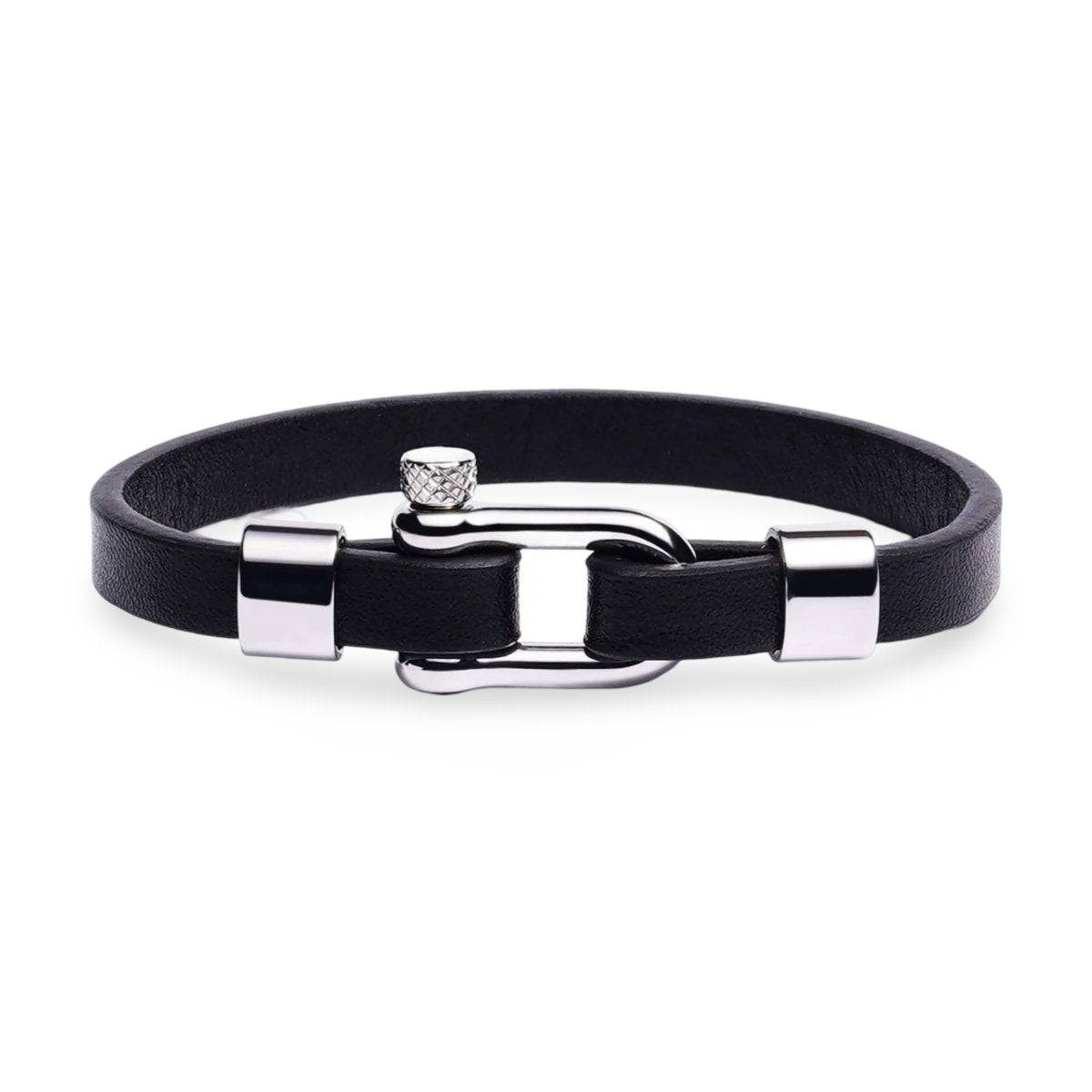 Bracelet mousqueton, en cuir microfibre et acier inoxydable, pour homme, modèle Yari - La Boutique du Bracelet