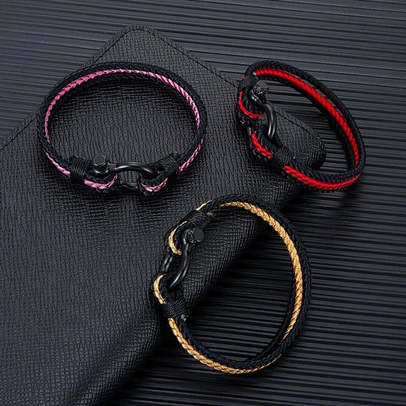Bracelet mousqueton, en nylon et acier inoxydable, triple cordon, modèle Azin - La Boutique du Bracelet