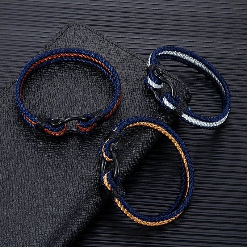 Bracelet mousqueton, en nylon et acier inoxydable, triple cordon, modèle Azin - La Boutique du Bracelet