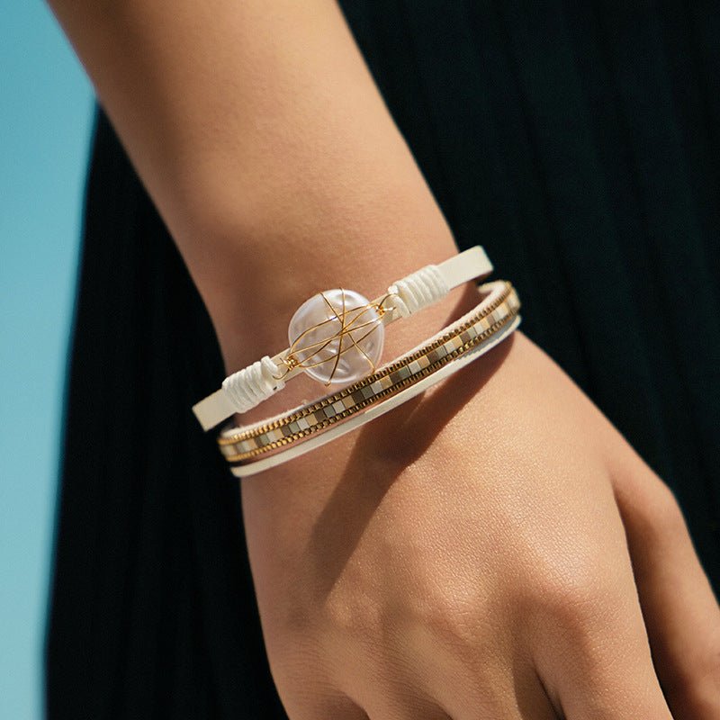 Bracelet multi - rangs, à grande perle façonnée, pour femme, modèle Tamaya - La Boutique du Bracelet