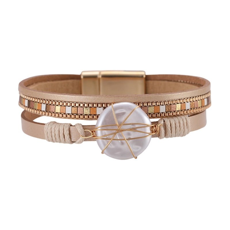 Bracelet multi - rangs, à grande perle façonnée, pour femme, modèle Tamaya - La Boutique du Bracelet