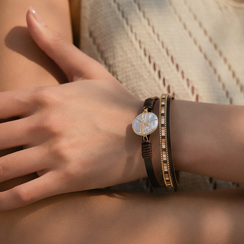 Bracelet multi - rangs, à grande perle façonnée, pour femme, modèle Tamaya - La Boutique du Bracelet