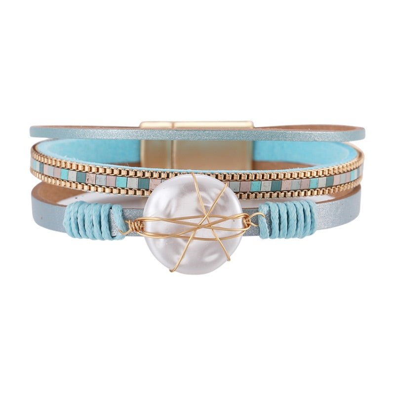Bracelet multi - rangs, à grande perle façonnée, pour femme, modèle Tamaya - La Boutique du Bracelet