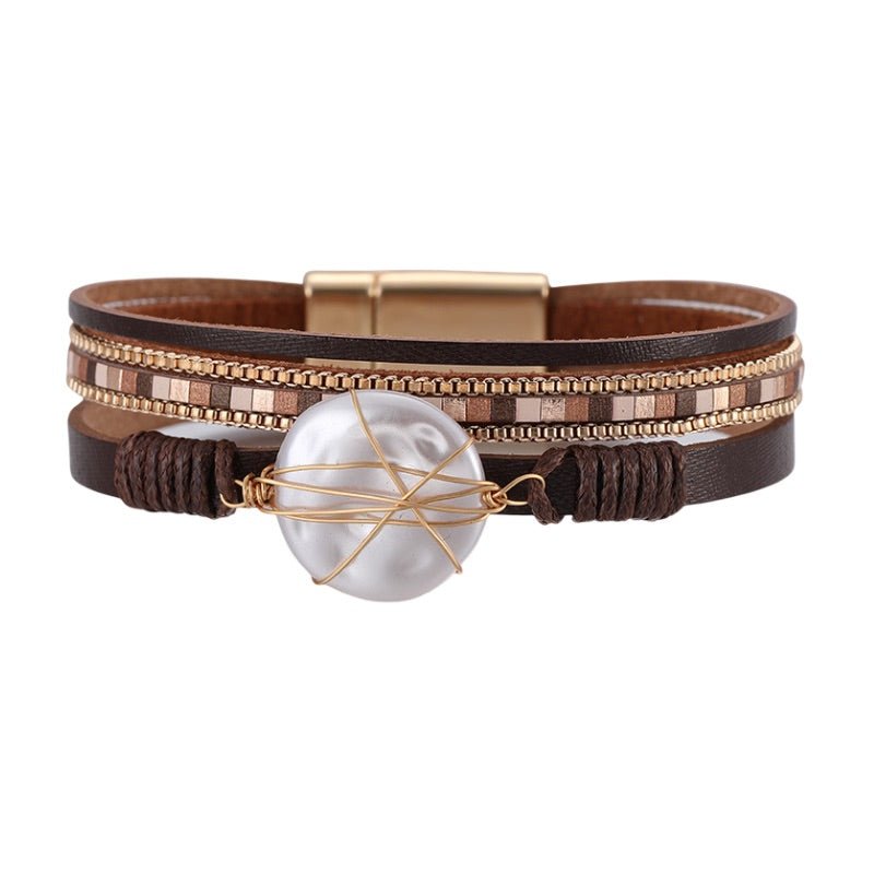 Bracelet multi - rangs, à grande perle façonnée, pour femme, modèle Tamaya - La Boutique du Bracelet