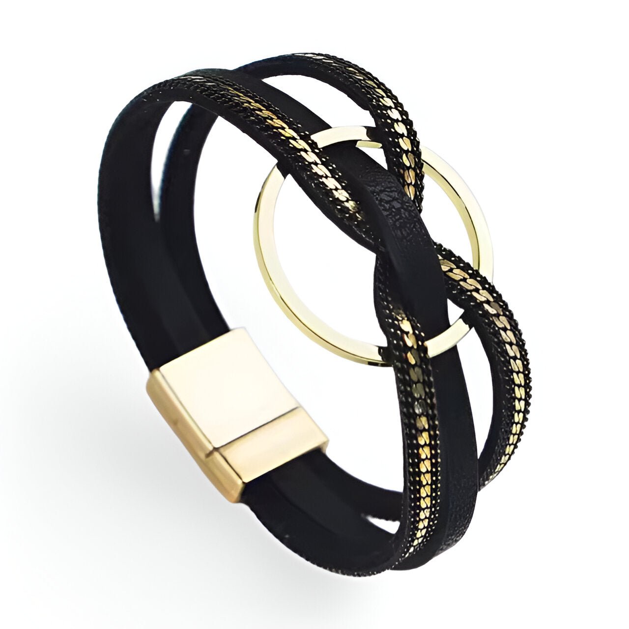 Bracelet multi - rangs, anneau central délicat, pour femme, modèle Kloa - La Boutique du Bracelet